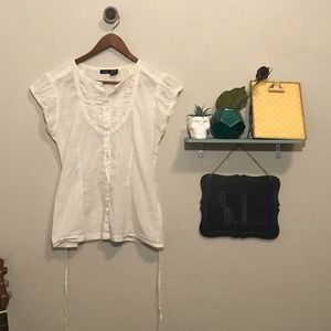 Aziz white short sleeve blouse size L